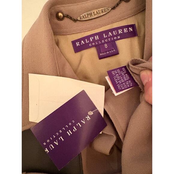 Vintage Ralph Lauren Collection Runway Button Up Midi Shirt Dress Patch Leather - Picture 6 of 16